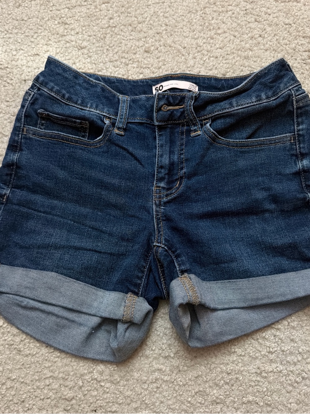 SO Dark Blue Roll-Cuff Denim Shorts